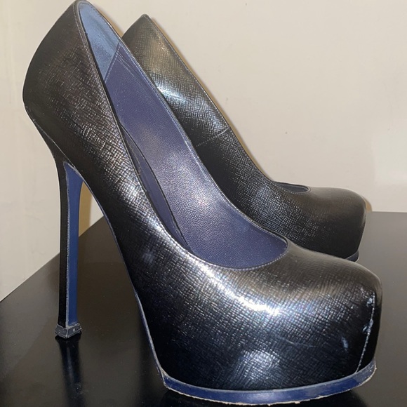 Ysl Saint Laurent navy patent pump with dust bag - Picture 7 of 8